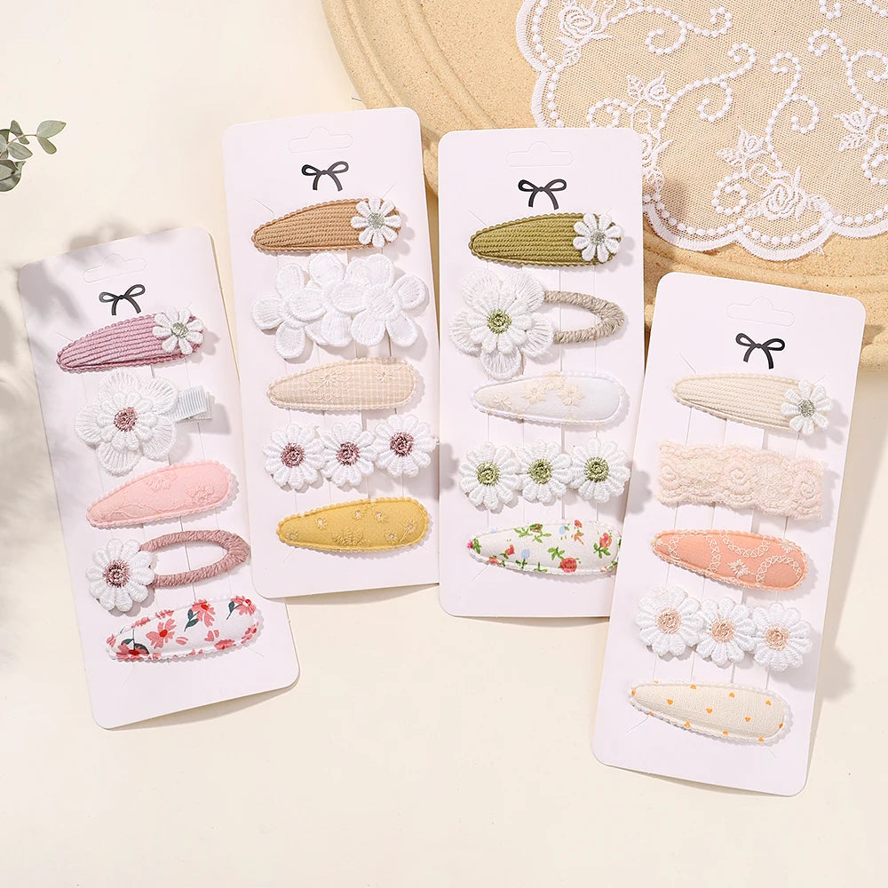 5Pcs/Set Mini Baby Girl Hair Clip Cute Floral Bow Bunny Princess