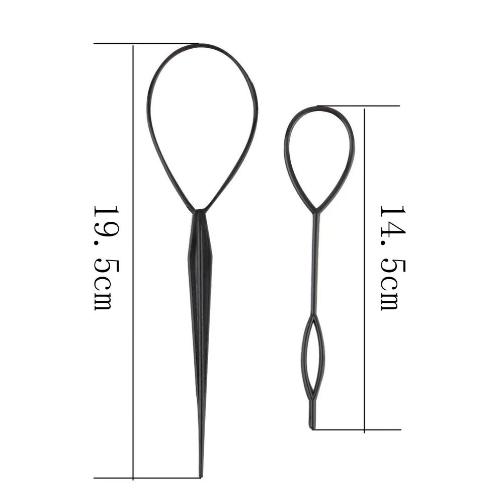 2pcs/S Et Ponytail Creator Plastic Loop Black Pony Topsy Tail Clip