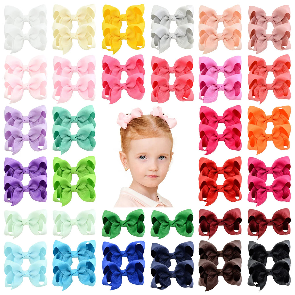 20/30/40Pcs 3" Handmade Hair Bows for Girls Clips Grosgrain Ribbon