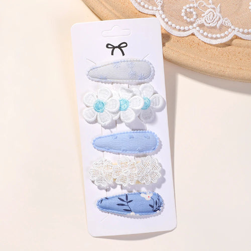 5Pcs BB Clips Set for Children Hair Accessories Sweet Printe Hairbangs