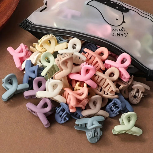 20 Pcs/bag Solid Color Matte Hollow Hair Claw Clip Candy Color Catch