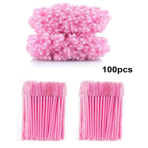 100pcs Disposable Eyelash Brushes Spoolies Micro Lash Mascara Wands