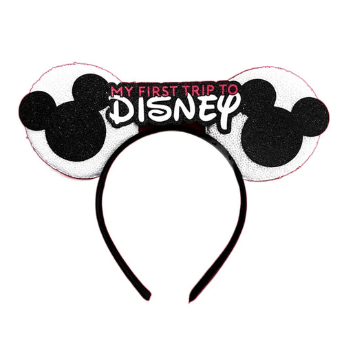 2023 New Style Mickey Minnie Ear Headband Sequin Bows Girl Adult Kids