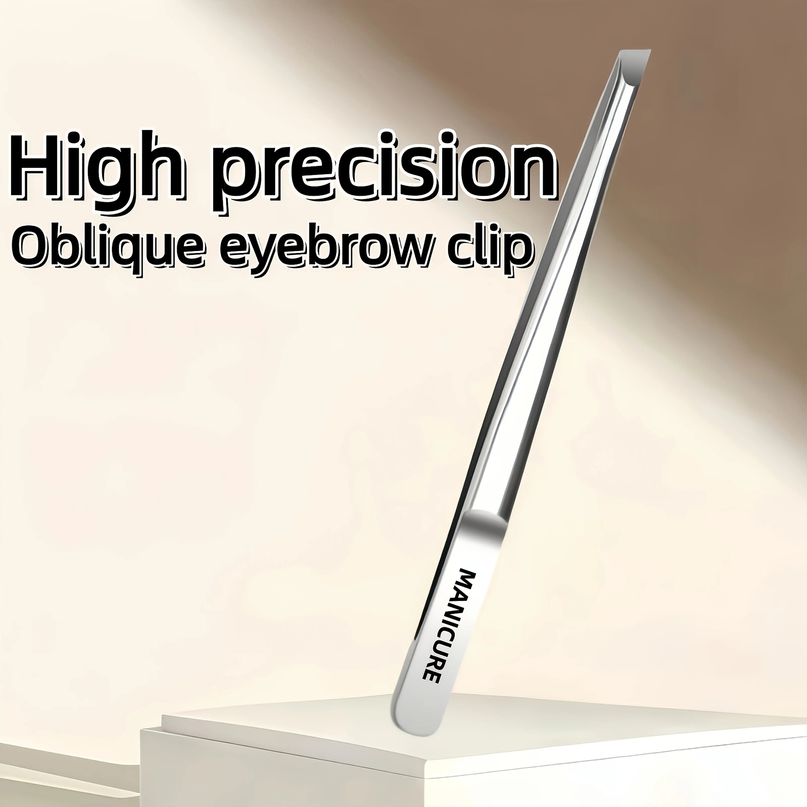 Stainless Steel Slant Tip Tweezers Suitable for Eyebrow Mustache &