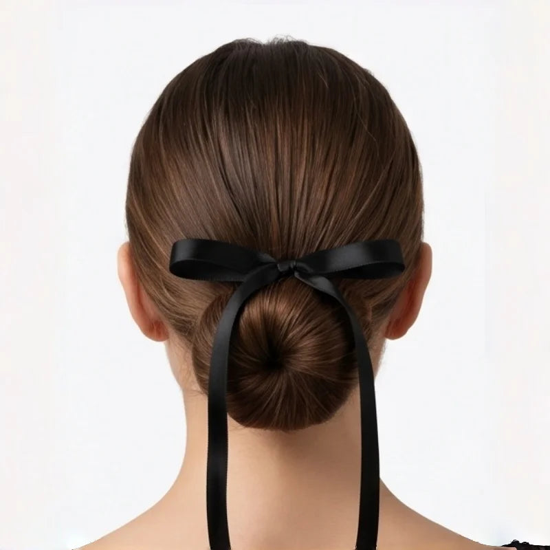 4PCS Women Sweet Ballet Style Double Bow Ribbon Hair Clips Cute Trendy