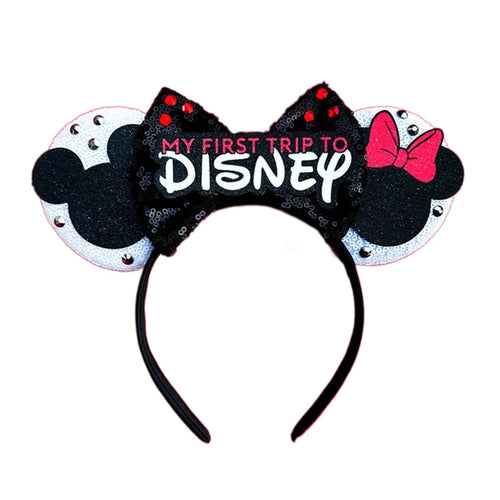 2023 New Style Mickey Minnie Ear Headband Sequin Bows Girl Adult Kids