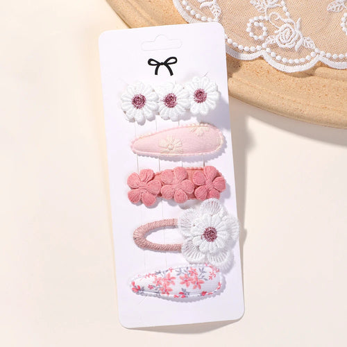 5Pcs BB Clips Set for Children Hair Accessories Sweet Printe Hairbangs