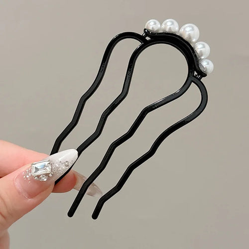 Metal U-Shaped Hair Sticks Combs Pearl Tassel Hair Fork Hair Clip