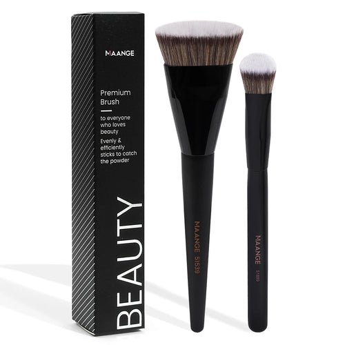MAANGE 2PCS Flawless Makeup Brush Flat/Angle Foundation Contour Brush