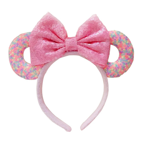 2023 New Style Mickey Minnie Ear Headband Sequin Bows Girl Adult Kids