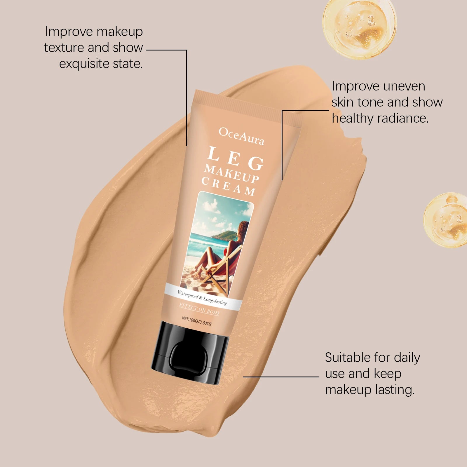 Instant Body Bronzer Foundation Makeup Cream Sun-Kissed Glow Bronzing