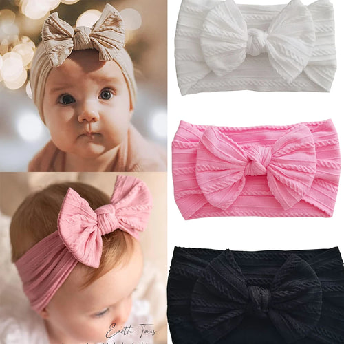 1/3Pcs Solid Color Baby Headband Bow Children Hair Band Elastic Nylon