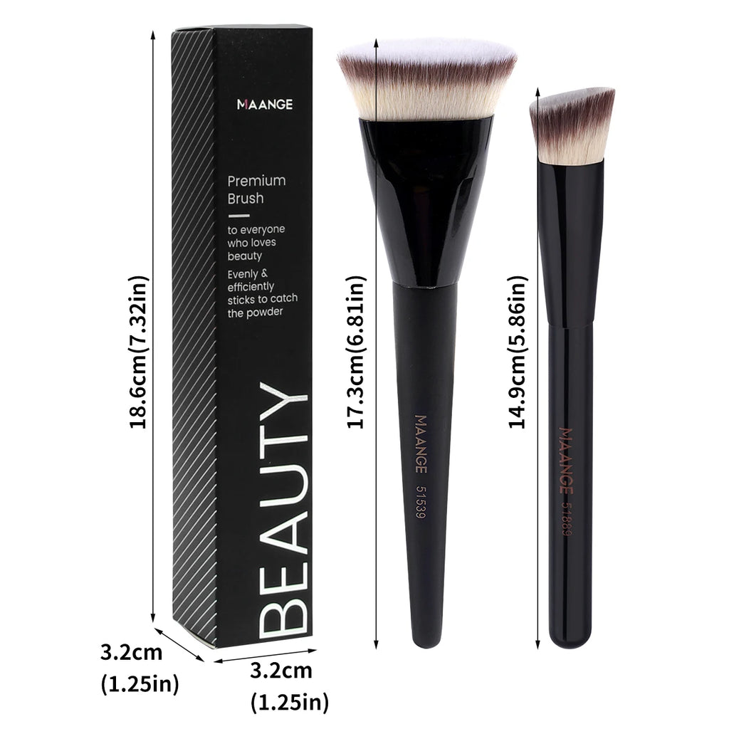 MAANGE 2PCS Flawless Makeup Brush Flat/Angle Foundation Contour Brush