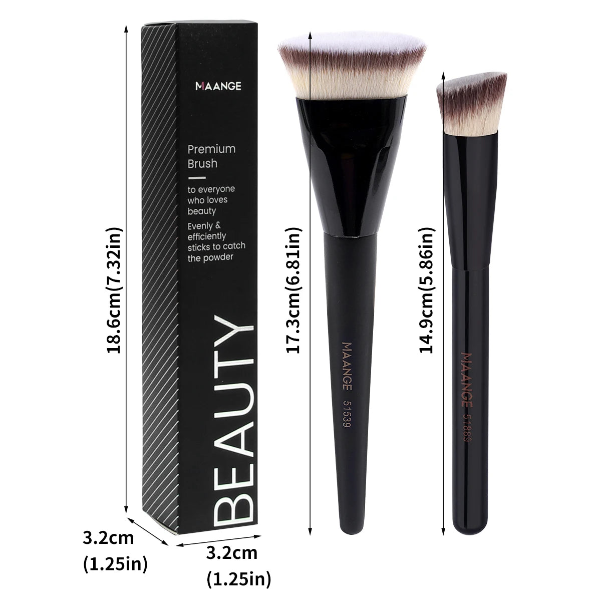 MAANGE 2PCS Flawless Makeup Brush Flat/Angle Foundation Contour Brush
