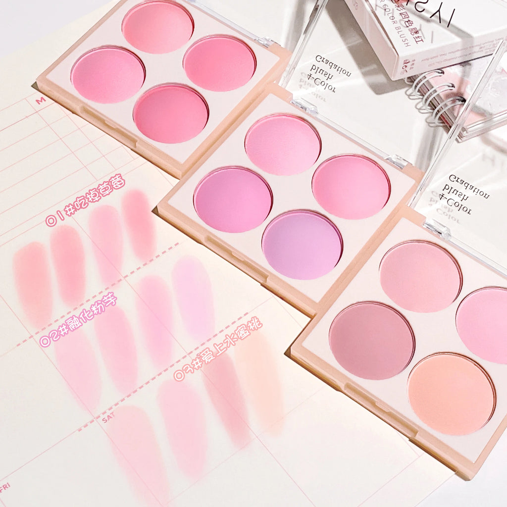 Vibrant Girl Ice Cream Four-Color Blush; Brightening, Natural Bare