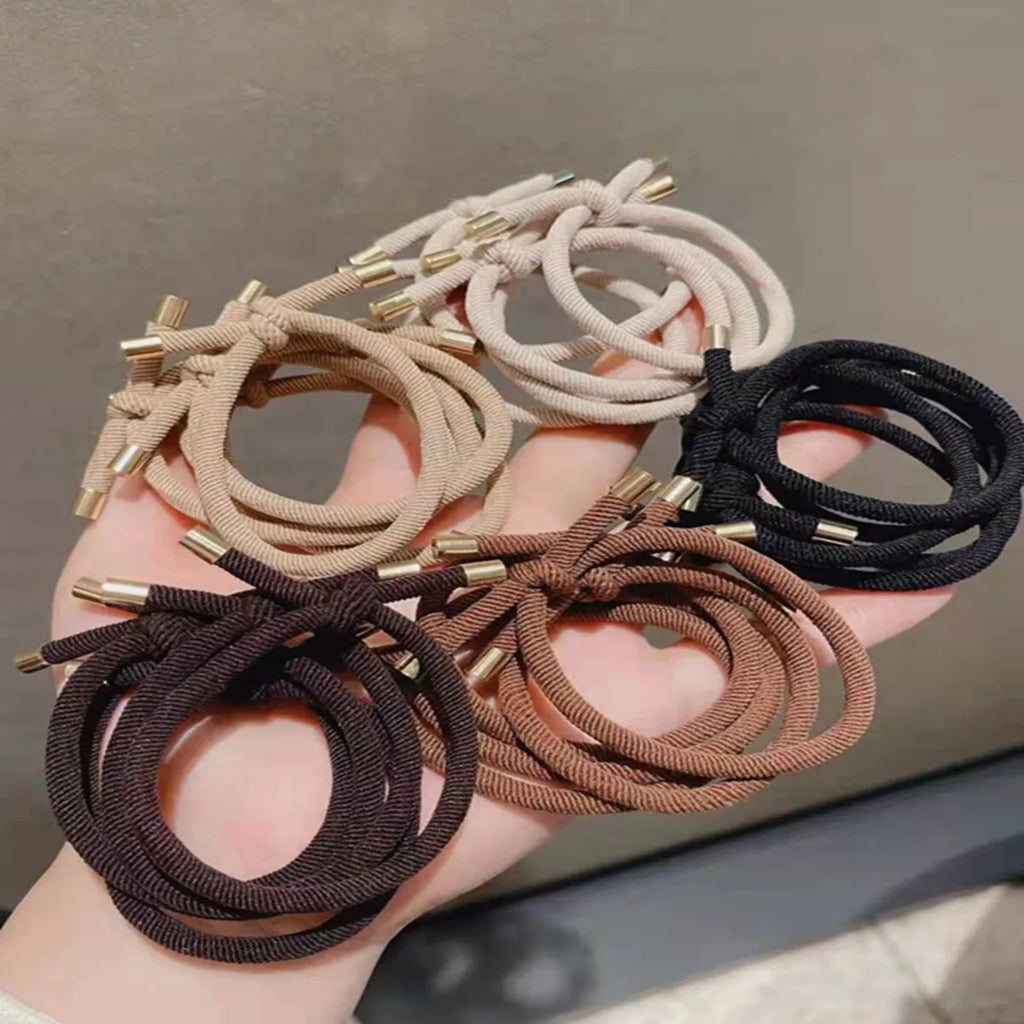 10pcs Knotted Hair Ties, Soft Neutral Color Elastic Hair Bands, Sweet