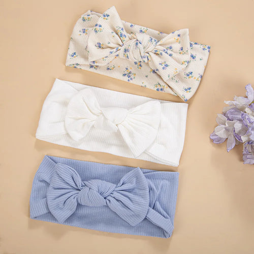 3Pcs/lot Ins Ribbed Baby Girls Headbands Floral Red Heart Dasiy Print
