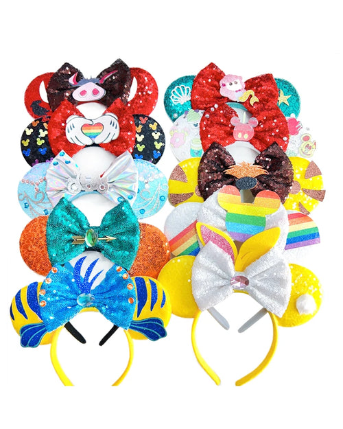 2023 New Style Mickey Minnie Ear Headband Sequin Bows Girl Adult Kids