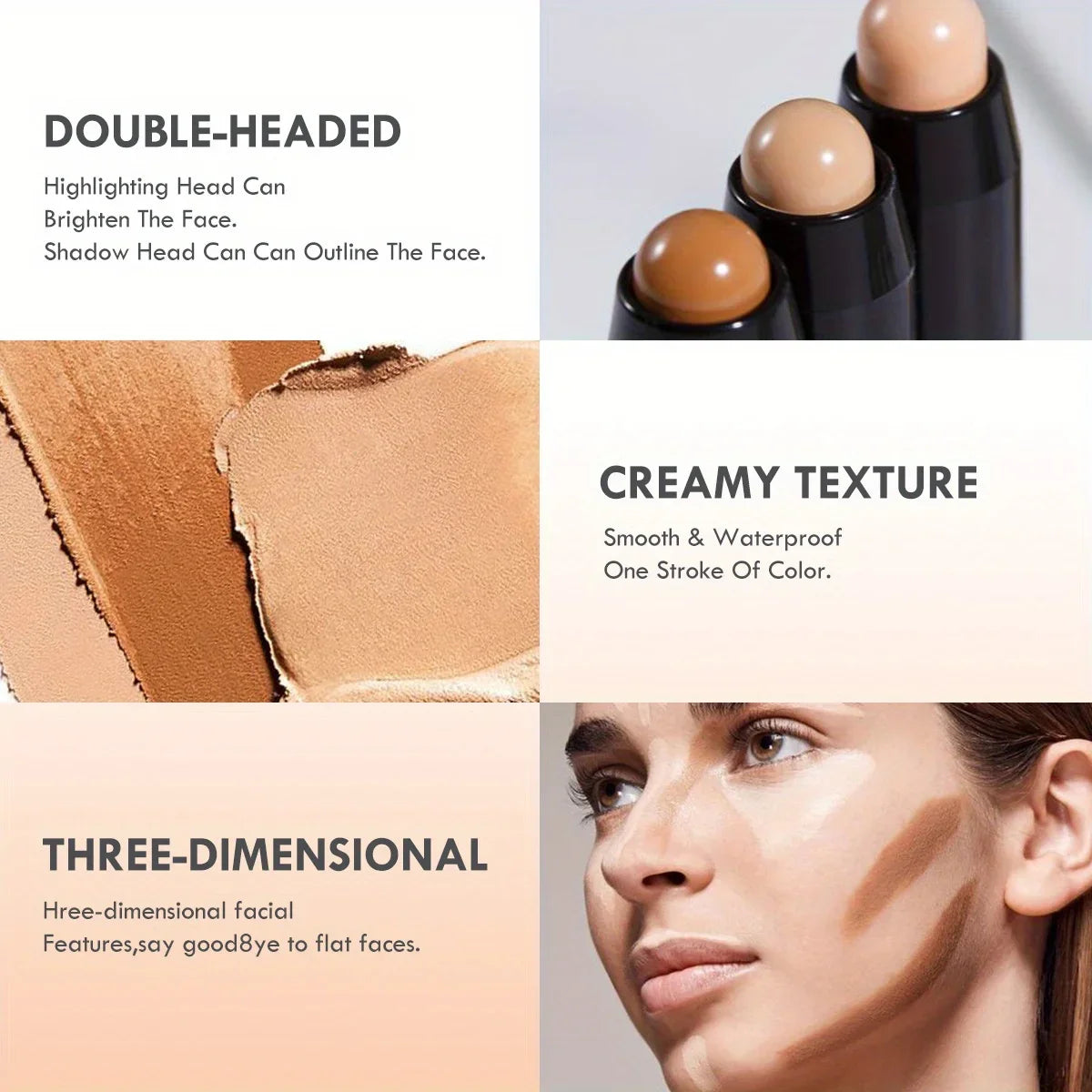 Double Head Highlight Pen Face Make Up Liquid Waterproof Contouring