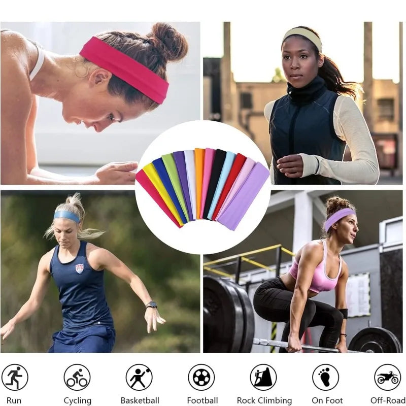 Elastic Hair Band Fashion Headbands Solid Color Knitted Sports Running