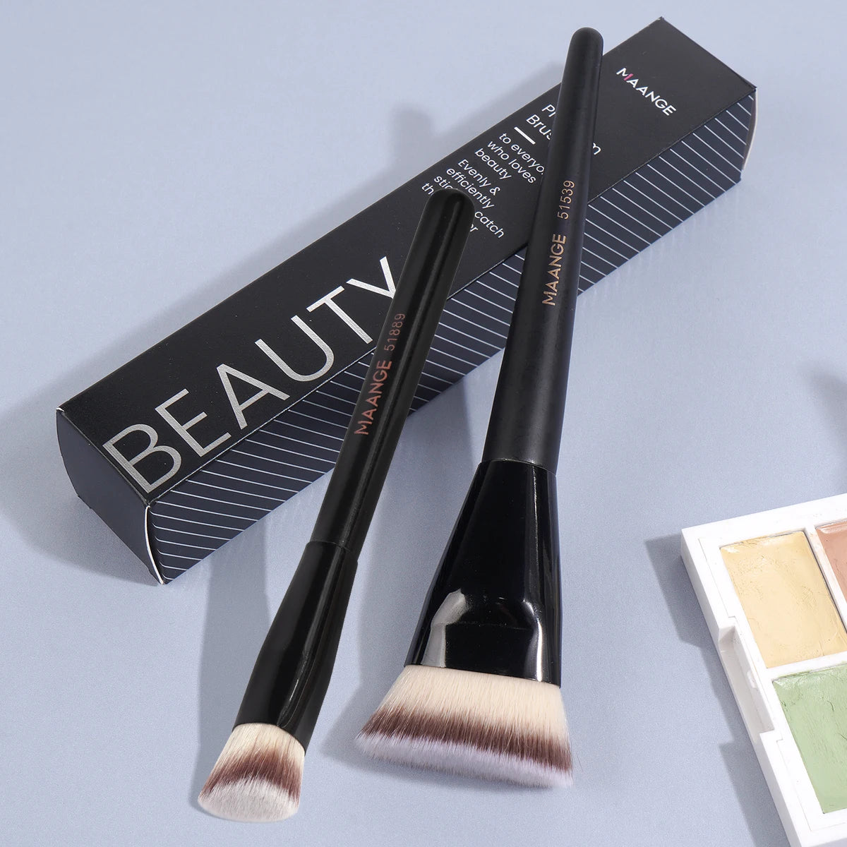 MAANGE 2PCS Flawless Makeup Brush Flat/Angle Foundation Contour Brush
