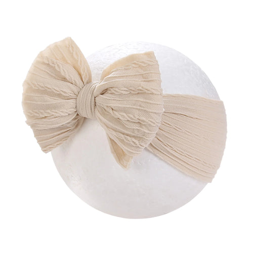 Solid Cable Bows Baby Headbands for Child Nylon Layers Kids Elastic