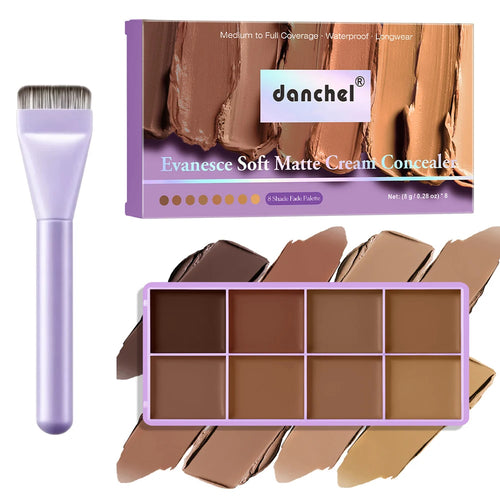 8 Shade Soft Matte Cream Concealer Palette Full Coverage Fade Dark