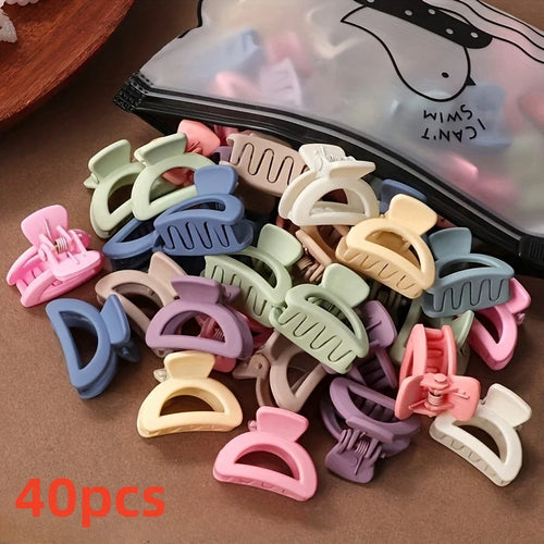 20 Pcs/bag Solid Color Matte Hollow Hair Claw Clip Candy Color Catch