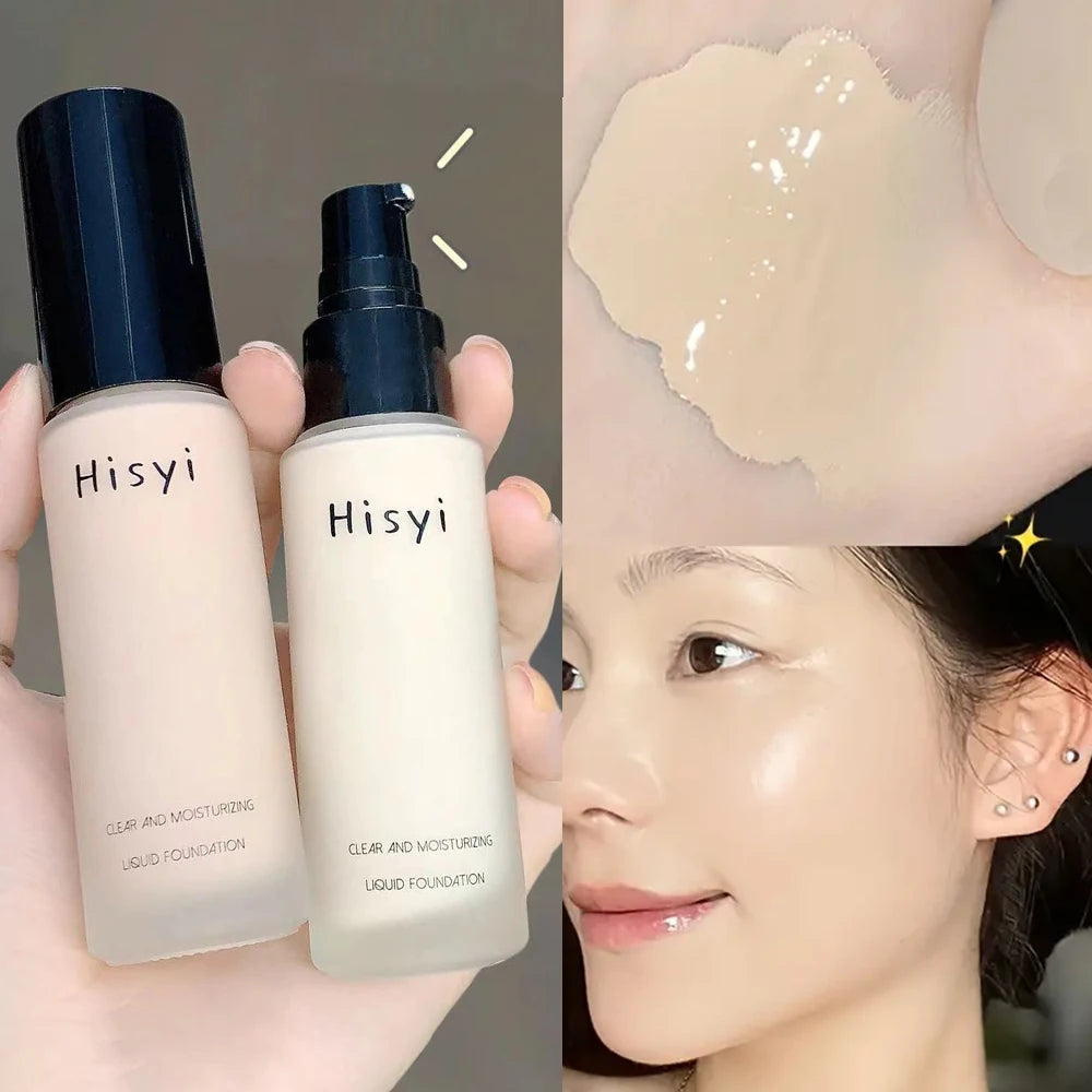 Liquid foundation naturally covers flaws without sticking powder,