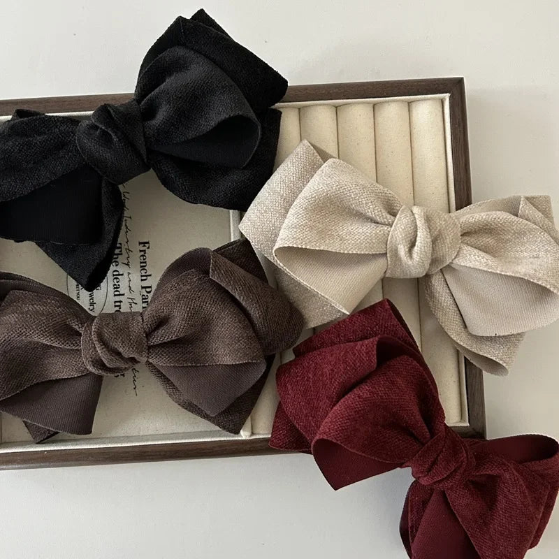 Vintage Fabric Bow Hair Clip Large Alligator Clip with Layered Ribbon,