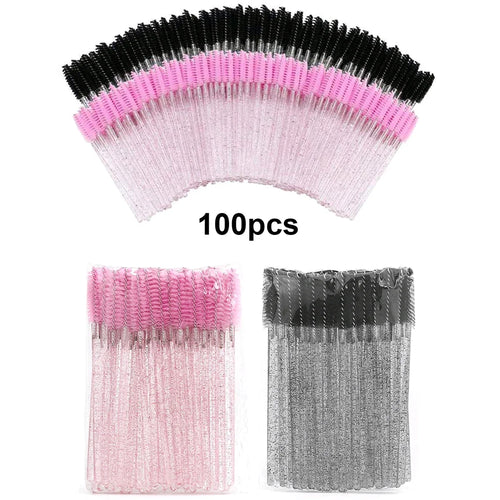 100pcs Disposable Eyelash Brushes Spoolies Micro Lash Mascara Wands