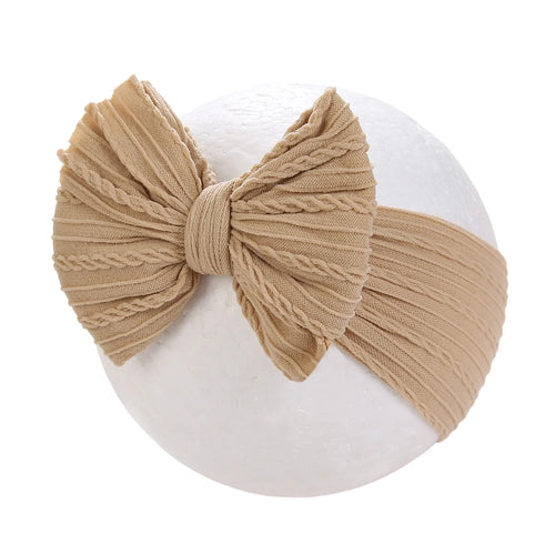 Solid Cable Bows Baby Headbands for Child Nylon Layers Kids Elastic