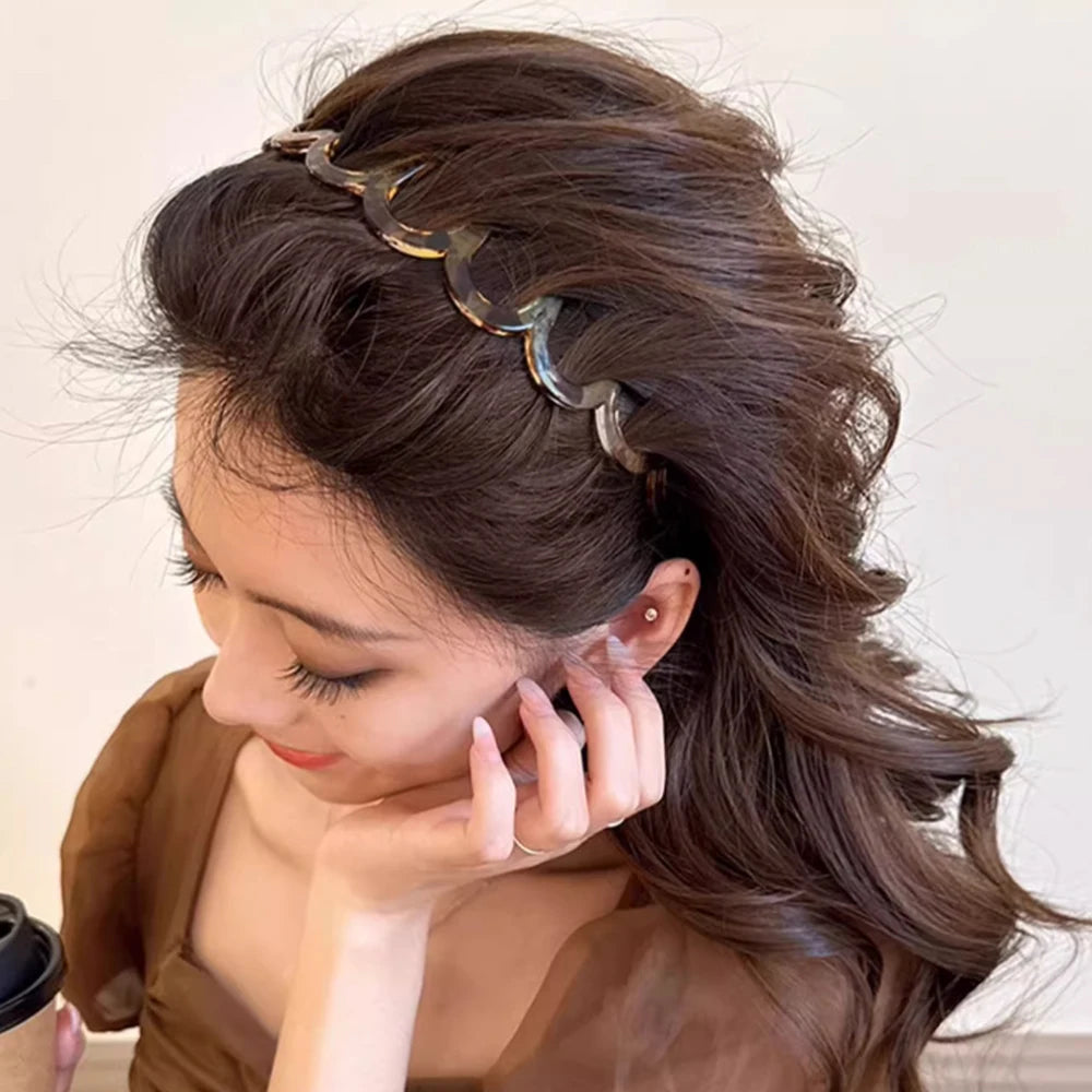Korean Women Hair Comb Non-Slip Headband Plastic U Shape Hair Hoops