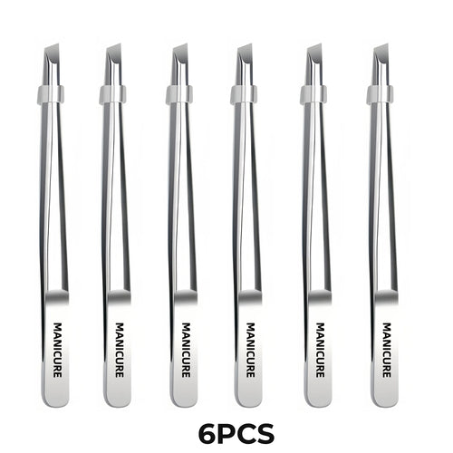 Stainless Steel Slant Tip Tweezers Suitable for Eyebrow Mustache &