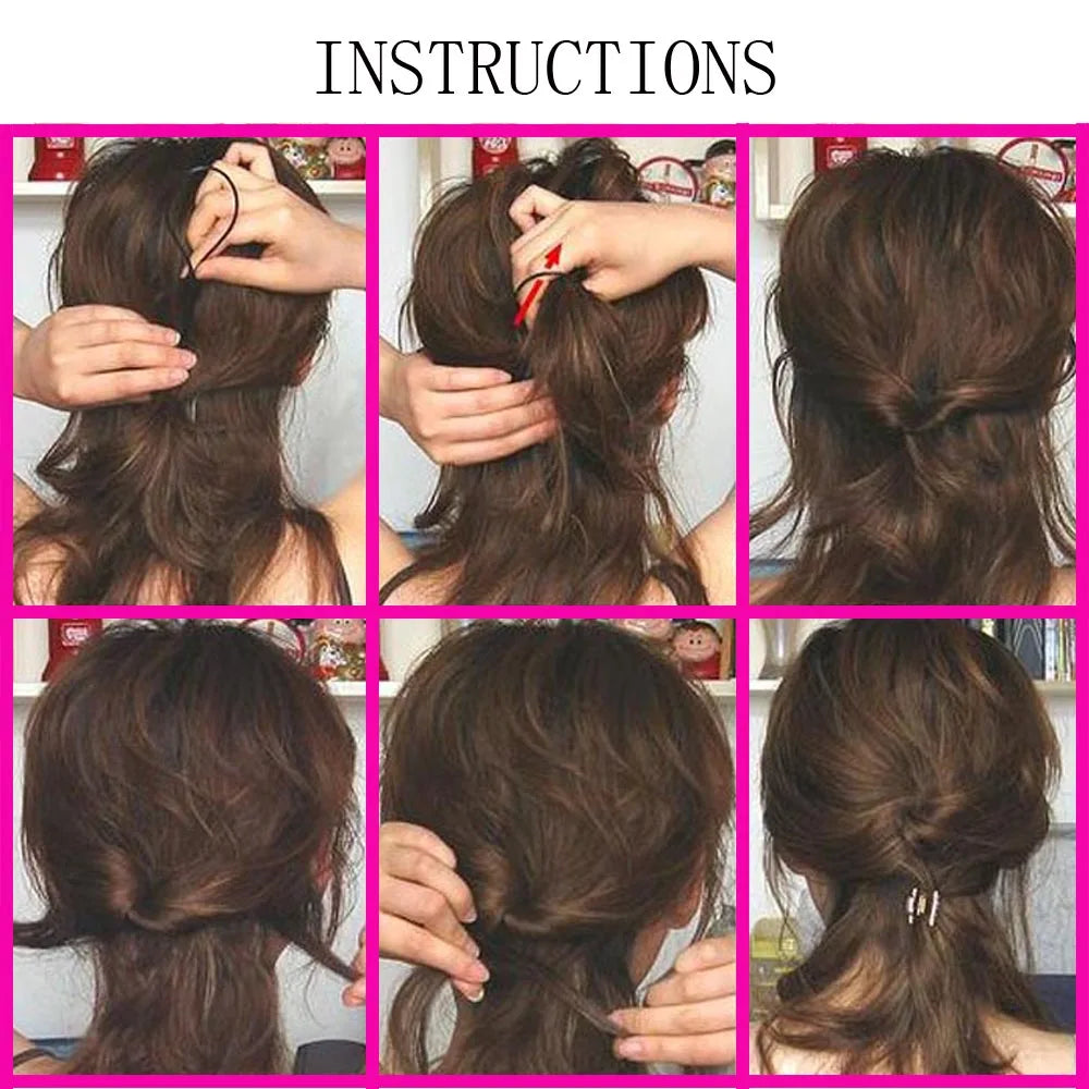 2pcs/S Et Ponytail Creator Plastic Loop Black Pony Topsy Tail Clip