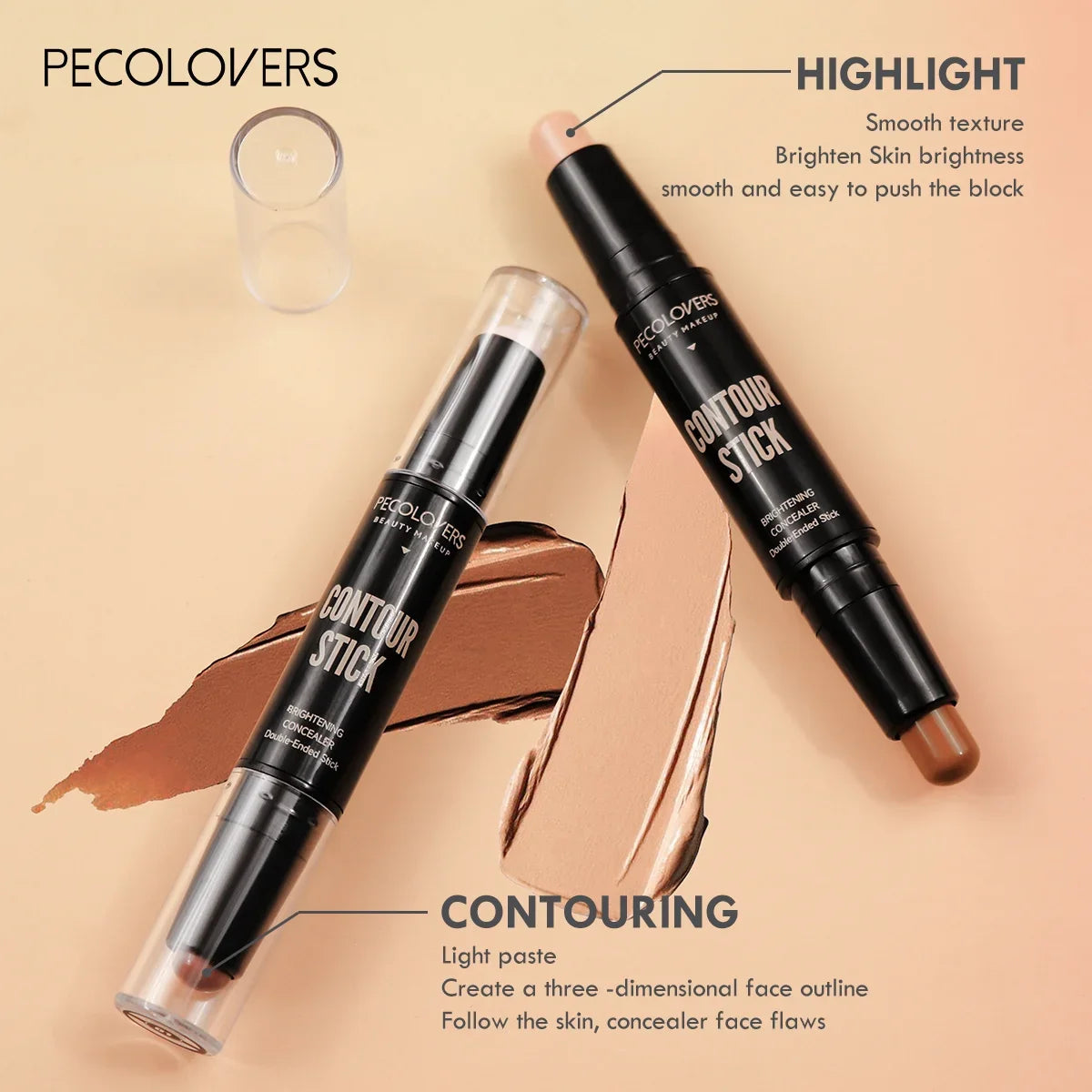 Double Head Highlight Pen Face Make Up Liquid Waterproof Contouring