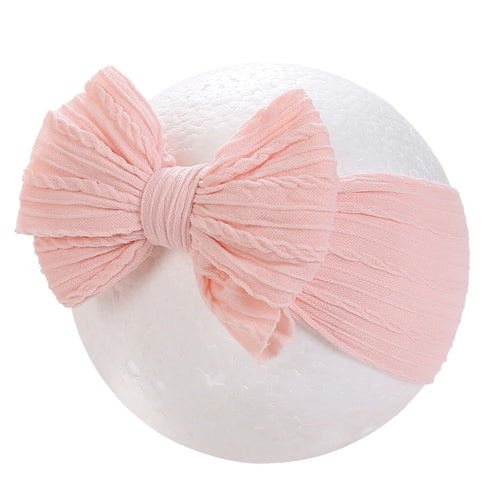 Solid Cable Bows Baby Headbands for Child Nylon Layers Kids Elastic