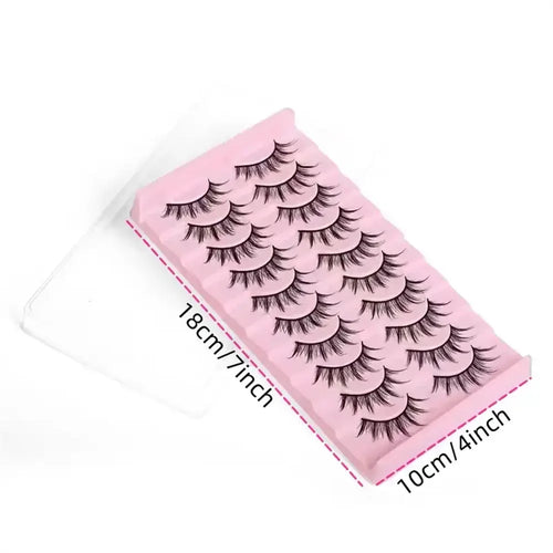 10 Pairs Of False Eyelashes Fluffy Cat Eyes - Extra Long And Thick For