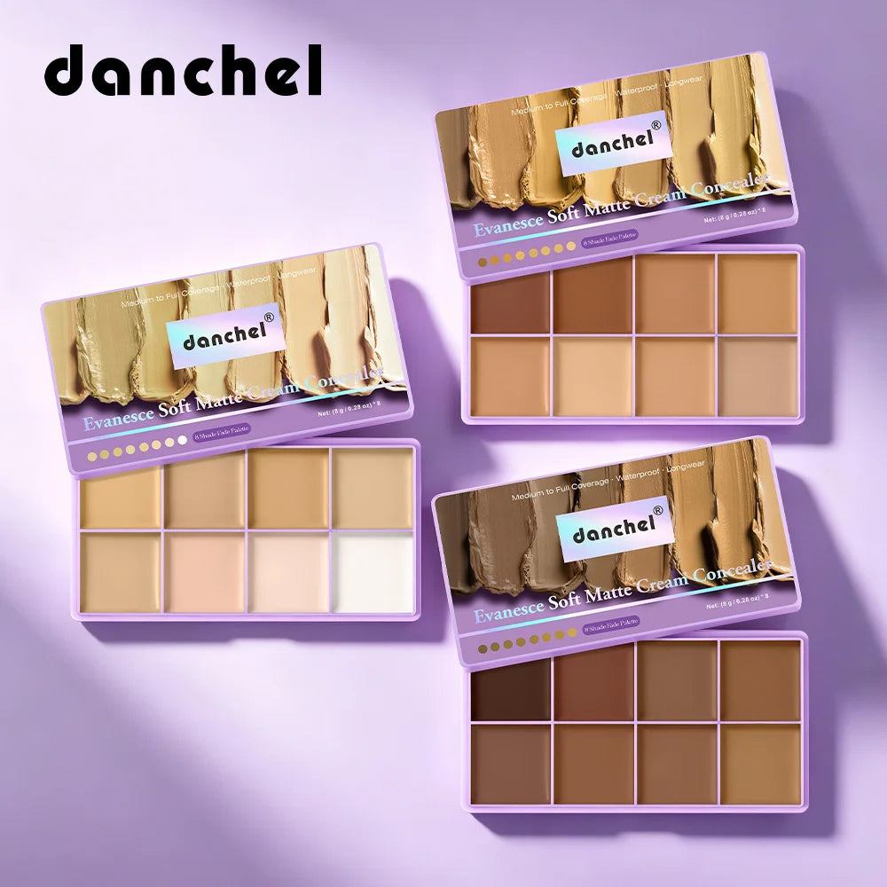 8 Shade Soft Matte Cream Concealer Palette Full Coverage Fade Dark