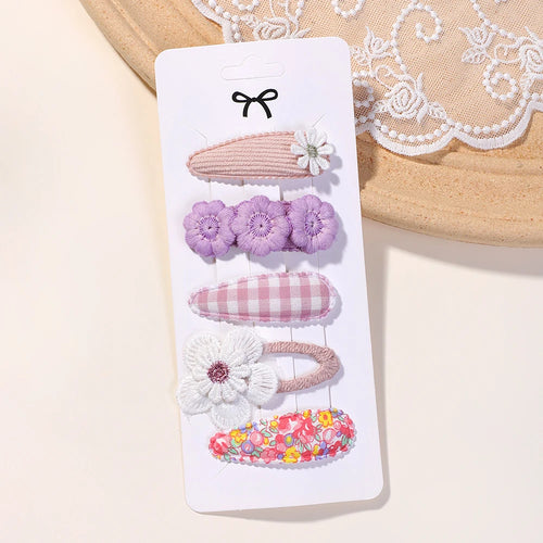 5Pcs BB Clips Set for Children Hair Accessories Sweet Printe Hairbangs