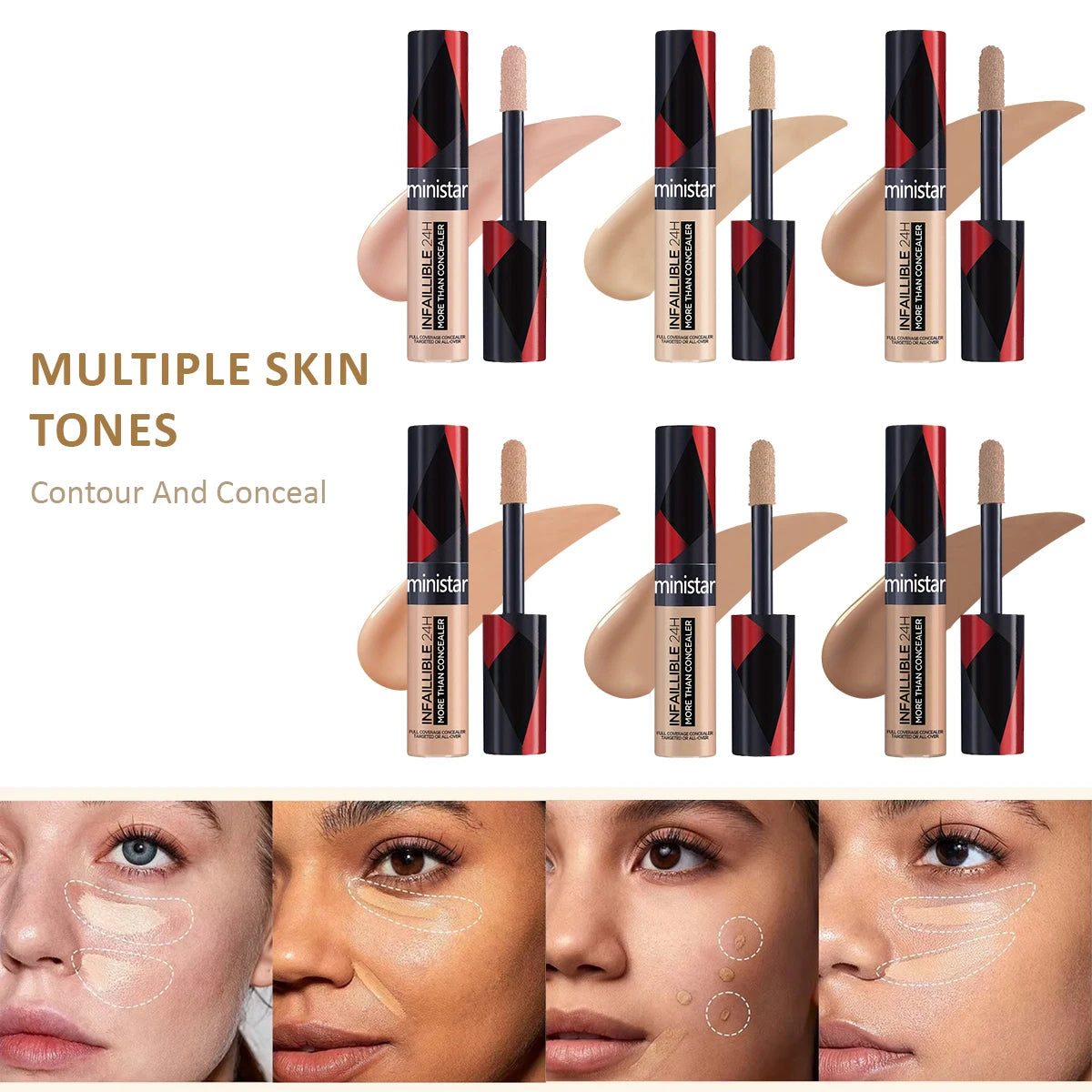 1pc full coverage concealer, waterproof, sweat proof, stain resistant,