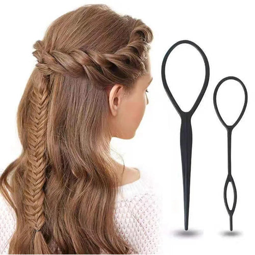 2pcs/S Et Ponytail Creator Plastic Loop Black Pony Topsy Tail Clip