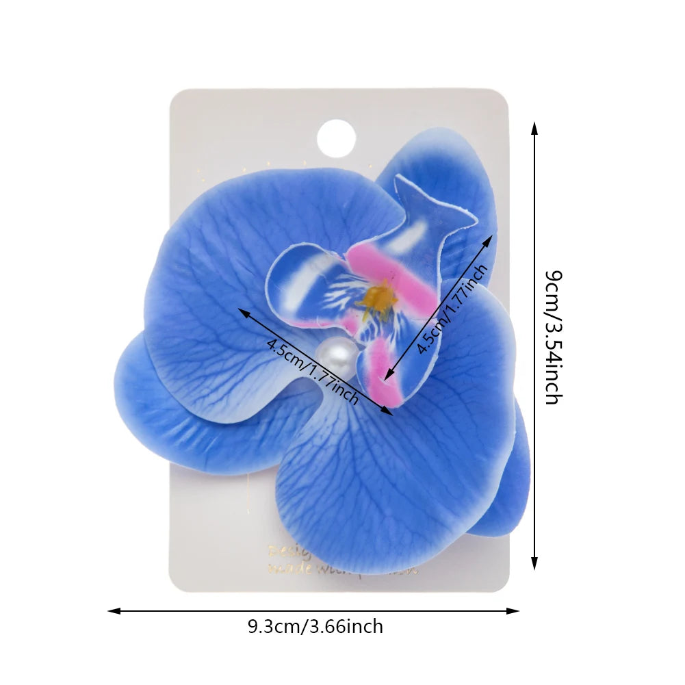 Artificial Orchid Flower Butterfly Hair Clips for Woman Girls