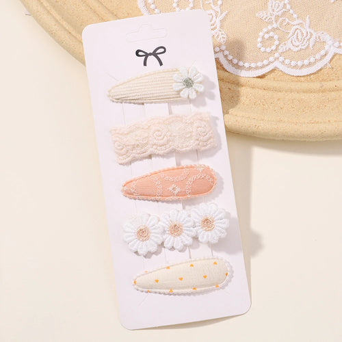 5Pcs BB Clips Set for Children Hair Accessories Sweet Printe Hairbangs