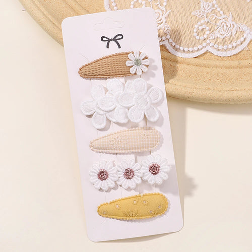 5Pcs BB Clips Set for Children Hair Accessories Sweet Printe Hairbangs