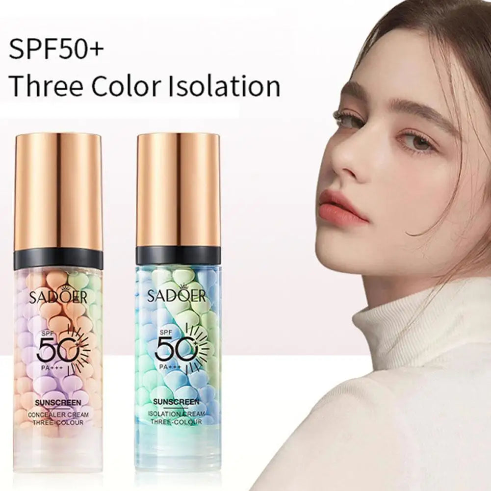 Face Makeup Primer Tri-color Cream Contour Color Isolation Waterproof