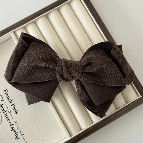 Vintage Fabric Bow Hair Clip Large Alligator Clip with Layered Ribbon,