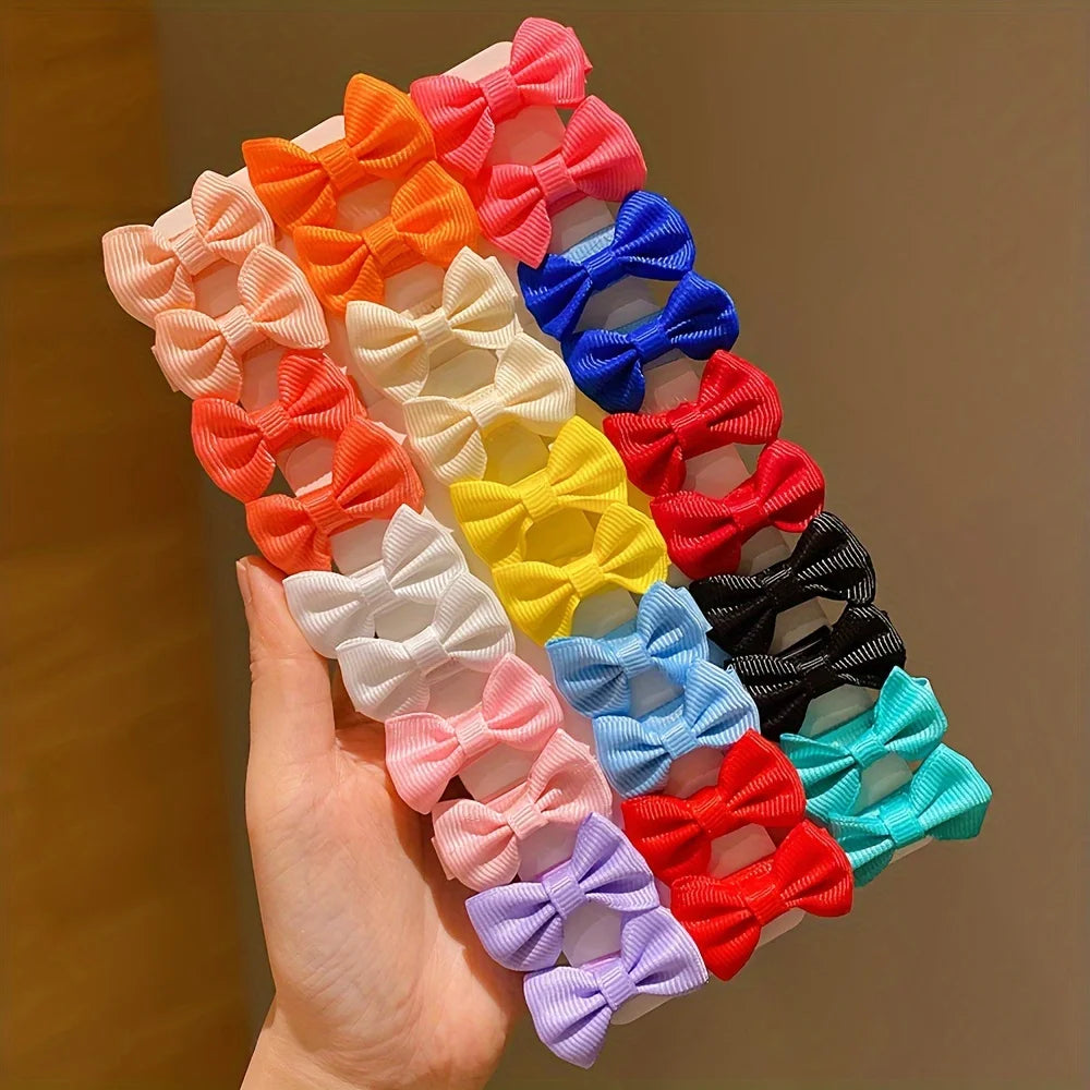 30/90Pcs Cute Dopamine Color Fabric Hairpins for Little Girls Cute Bow