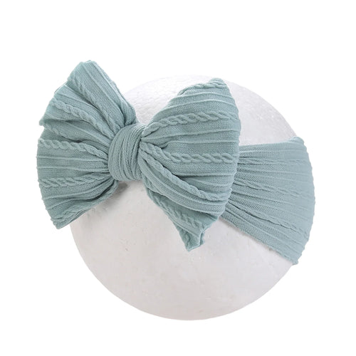 Solid Cable Bows Baby Headbands for Child Nylon Layers Kids Elastic