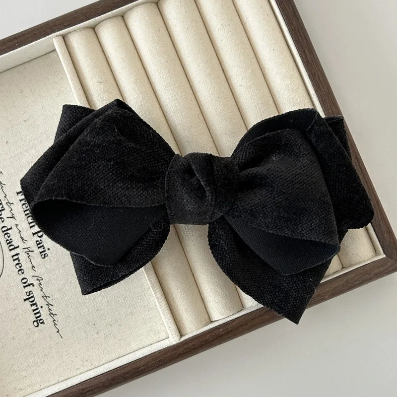 Vintage Fabric Bow Hair Clip Large Alligator Clip with Layered Ribbon,